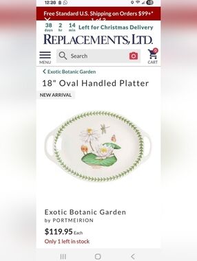 Exotic Botanic Garden 18" Oval Handled Platter - White with Green Floral Motif